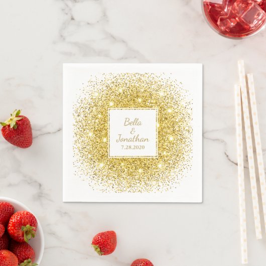 Gold Confetti Romantic Elegant Wedding Custom Servetten (Insitu)