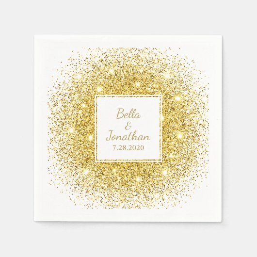 Gold Confetti Romantic Elegant Wedding Custom Servetten (Voorkant)