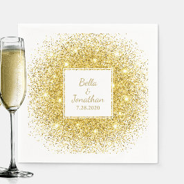 Gold Confetti Romantic Elegant Wedding Custom Servetten