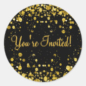 Gold Confetti Ronde Sticker (Voorkant)