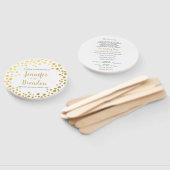 Gold confetti round bruiloftprogramma fan handwaaier (Niet-gemonteerd)