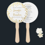 Gold confetti round bruiloftprogramma fan handwaaier<br><div class="desc">Gold confetti round bruiloft programma fan. Voor verdere aanpassing,  te klikken gelieve de "pas verder"verbinding aan en ons ontwerphulpmiddel te gebruiken om deze sjabloon te wijzigen.</div>