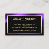 Gold Confetti Royal Paars Nail Poolse Manicurist Visitekaartje (Achterkant)