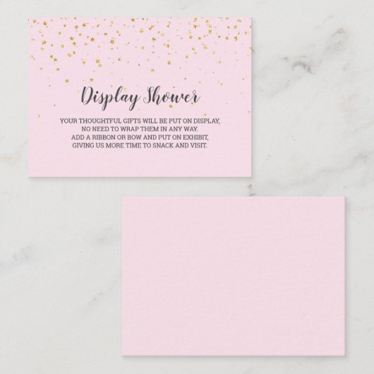 Gold Confetti Roze Baby Display Shower Informatiekaartje (Voorkant / Achterkant)