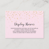 Gold Confetti Roze Baby Display Shower Informatiekaartje (Voorkant)