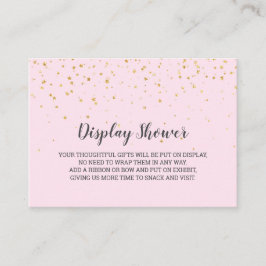 Gold Confetti Roze Baby Display Shower Informatiekaartje
