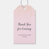 Gold Confetti Roze Baby shower Hartelijk dank Cadeaulabel (Voorkant)