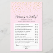 Gold Confetti Roze Baby shower Mammie of Papa Game Flyer (Voorkant)
