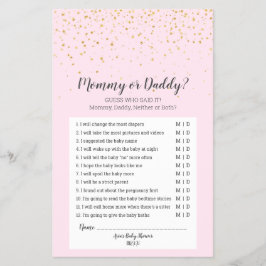 Gold Confetti Roze Baby shower Mammie of Papa Game Flyer