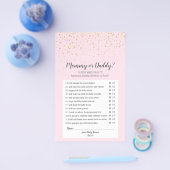 Gold Confetti Roze Baby shower Mammie of Papa Game Flyer (Enkel)