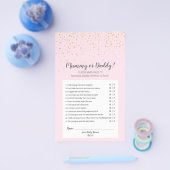 Gold Confetti Roze Baby shower Mummy of Dad Game Flyer (Enkel)