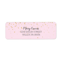 Gold Confetti Roze Baby shower Return Address