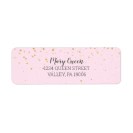 Gold Confetti Roze Baby shower Return Address Etiket