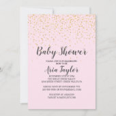 Gold Confetti Roze kalligrafie Baby shower Kaart (Voorkant)