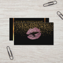 Gold Confetti & Roze Rose Lips Visitekaartje
