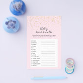 Gold Confetti Roze Shower Baby Word Scramble Game Flyer (Enkel)