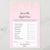 Gold Confetti Roze ShowerDe juiste prijs Flyer (Voorkant)