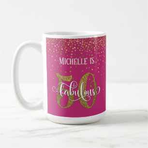 Gold Confetti Script 50 & Fabulous Over Hot Pink Koffiemok