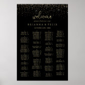 Gold Confetti Script Alfabetical Seating Chart Poster (Voorkant)