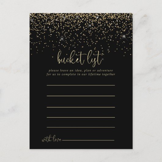 Gold Confetti Script Bucket List-kaarten Briefkaart (Voorkant)