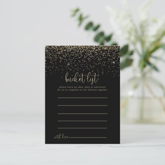 Gold Confetti Script Bucket List-kaarten Briefkaart (Staand voorkant)