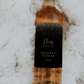 Gold Confetti Script Cheers Wedding Wine Labels Wijn Etiket