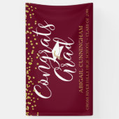 Gold Confetti Script CONGRATS AFSTUDEERDER Maroon  Spandoek (Verticaal)