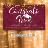 Gold Confetti Script CONGRATS AFSTUDEERDER Maroon Spandoek