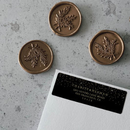 Gold Confetti Script Return-adreslabel Etiket