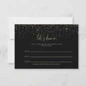 Gold Confetti Script Wedding Song-aanvraagkaart RSVP Kaartje (Voorkant)
