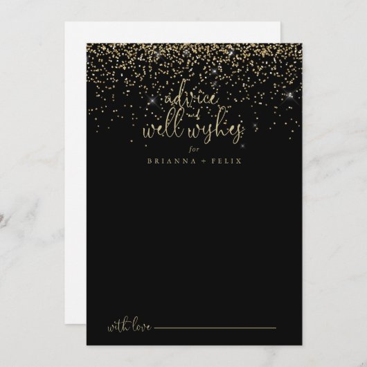 Gold Confetti Script Wedding Well wil Advieskaart (Voorkant / Achterkant)