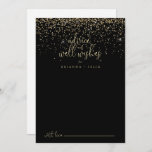 Gold Confetti Script Wedding Well wil Advieskaart<br><div class="desc">Deze gouden biechtscriptbruiloft wenst een goede advieskaart voor een rustige bruiloft. Het eenvoudige en elegante ontwerp kenmerkt het mousserende gouden confetti met een stijlvolle manuscripttypografie. Deze kaarten zijn perfect voor een bruiloft, vrijgezellenfeest, baby shower, graduatiedag en nog veel meer. Pas de kaarten aan met de namen van de bruid en...</div>