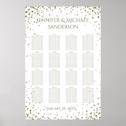 Gold Confetti Seating Chart Poster (Voorkant)