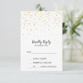 Gold Confetti Simple Wedding RSVP-kaart RSVP Kaartje (Staand voorkant)