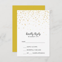 Gold Confetti Simple Wedding RSVP-kaart RSVP Kaartje