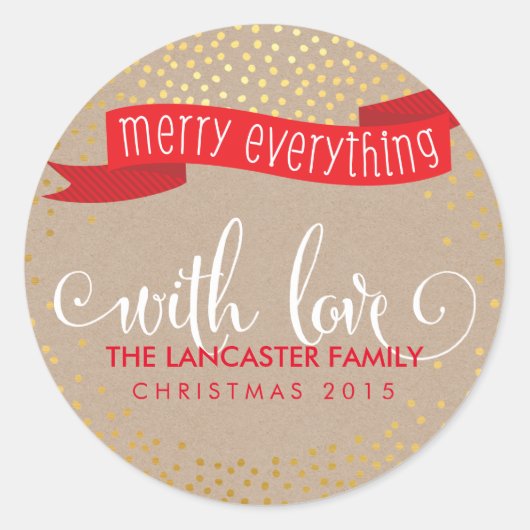 GOLD CONFETTI SNEEUWFOTO: alle banner Ronde Sticker (Voorkant)