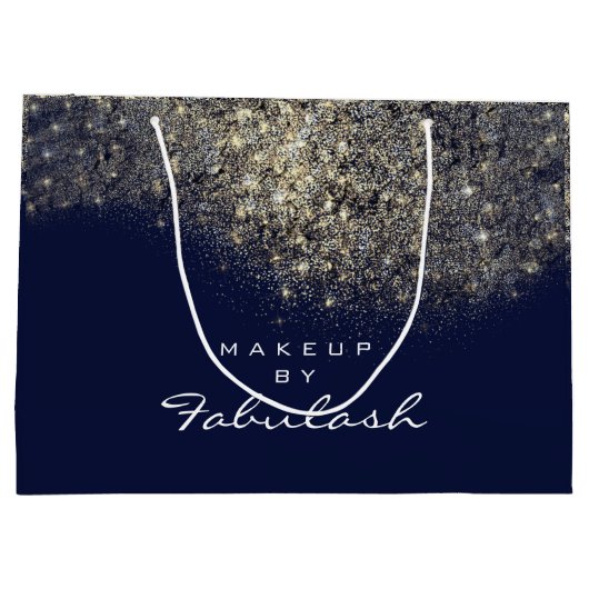 Gold Confetti Sparkly Glitter Blue Navy Bridal Large Cadeautasje (Achterkant)