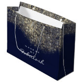 Gold Confetti Sparkly Glitter Blue Navy Bridal Large Cadeautasje (Voorkant Gekanteld)