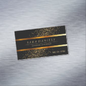 Gold Confetti Speckles en Black Visitekaartje Magneet (Voorbeeld)