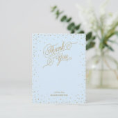 Gold Confetti Stars Blue - Hartelijk dank Bedankkaart (Staand voorkant)