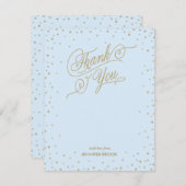 Gold Confetti Stars Blue - Hartelijk dank Bedankkaart (Voorkant / Achterkant)