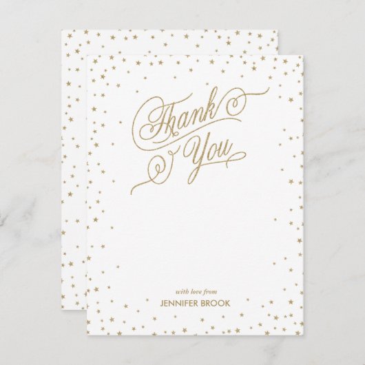Gold Confetti Stars Hartelijk dank Bedankkaart (Voorkant / Achterkant)