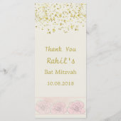 Gold confetti, ster van David Bat Mitzvah-menukaar Menu (Achterkant)