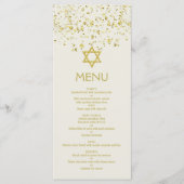 Gold confetti, ster van David Bat Mitzvah-menukaar Menu (Voorkant)