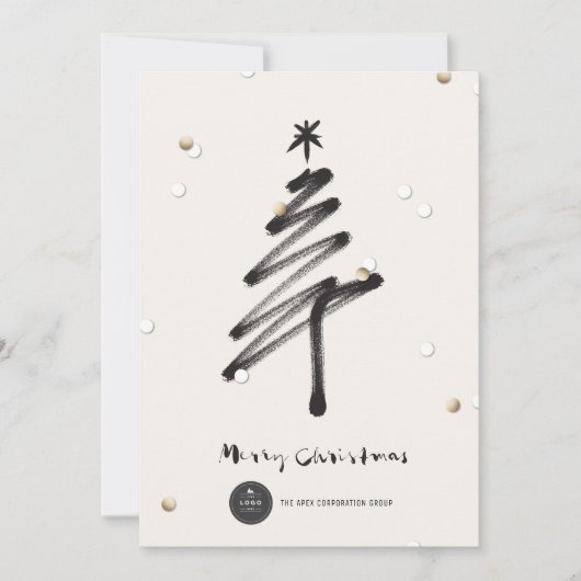 Gold Confetti Stijlvolle penseel Moderne Zaken Feestdagenkaart (Voorkant)