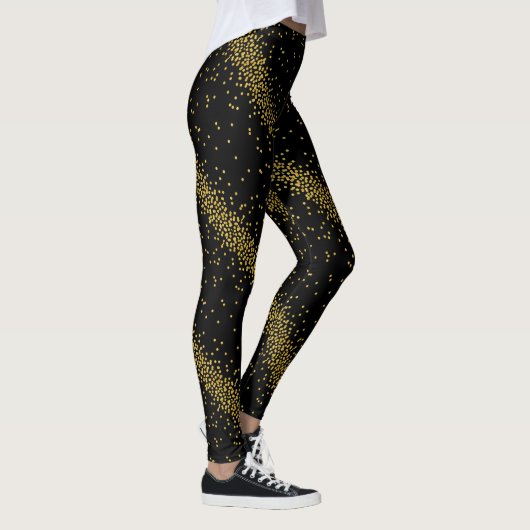 Gold Confetti Stip zwart of aangepaste kleur Leggings (Rechts)