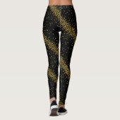 Gold Confetti Stip zwart of aangepaste kleur Leggings (Achterkant)