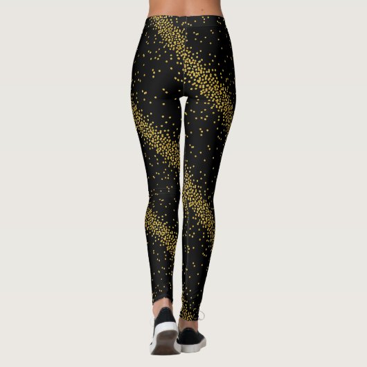Gold Confetti Stip zwart of aangepaste kleur Leggings (Achterkant)
