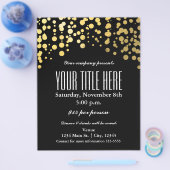 Gold Confetti Stippen Elegant Glam Event Flyer Pos (Enkel)