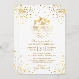 Gold Confetti Stippen Gelukkig nieuwjaarsfeest Kaart